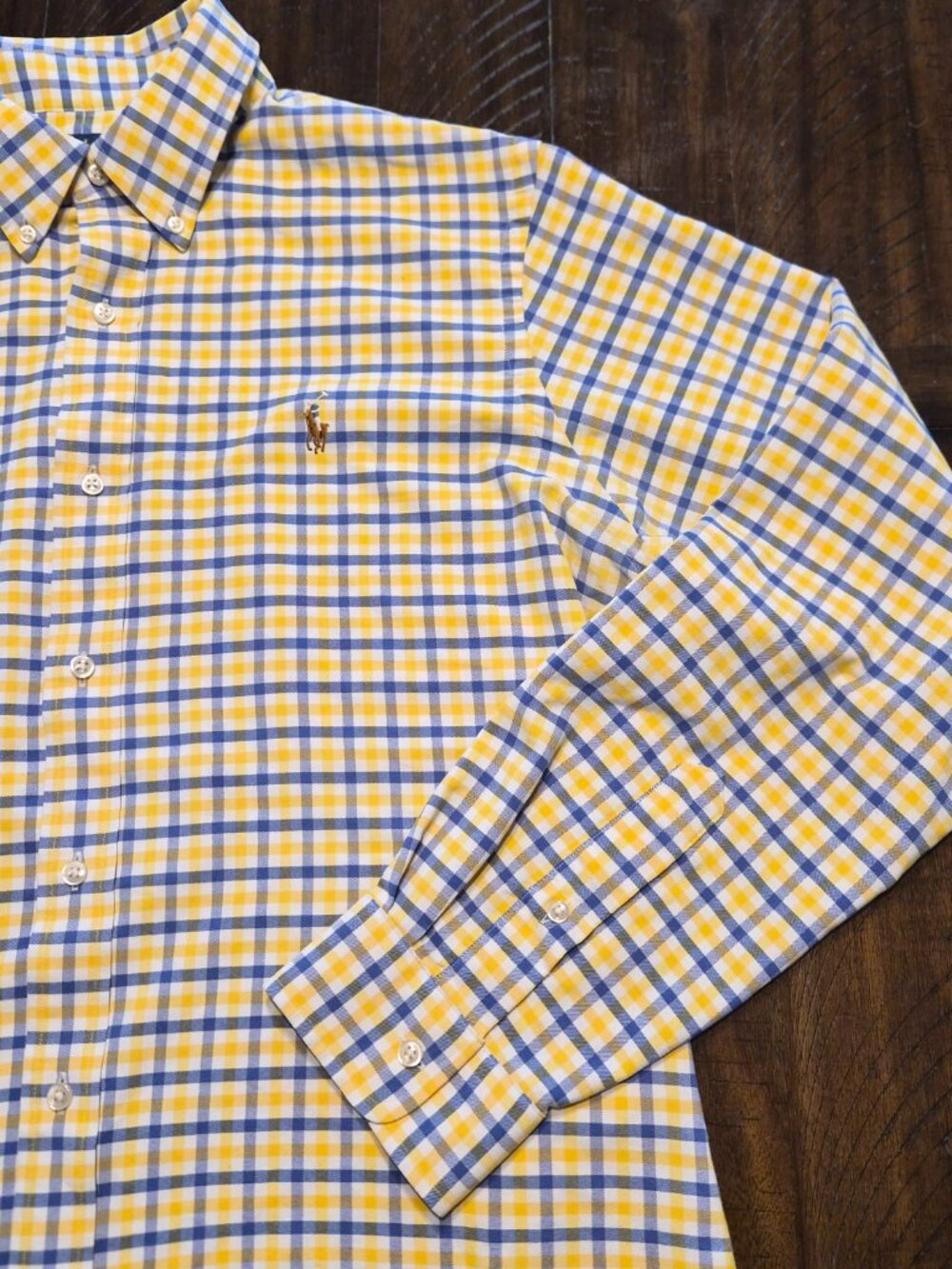 Polo Ralph Lauren Performance Classic Fit Button Down Mens XL Yellow Plaid G988